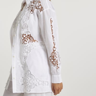 white cutwork shirt