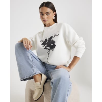 White Long Sleeve Iconic Flower Sweatshirt