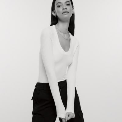 White long sleeve top
