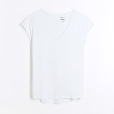 White longline plain tshirt River Island
