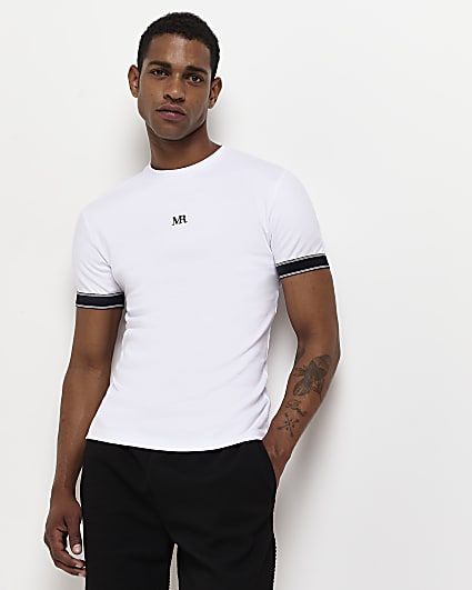 White Maison Riviera muscle fit t-shirt