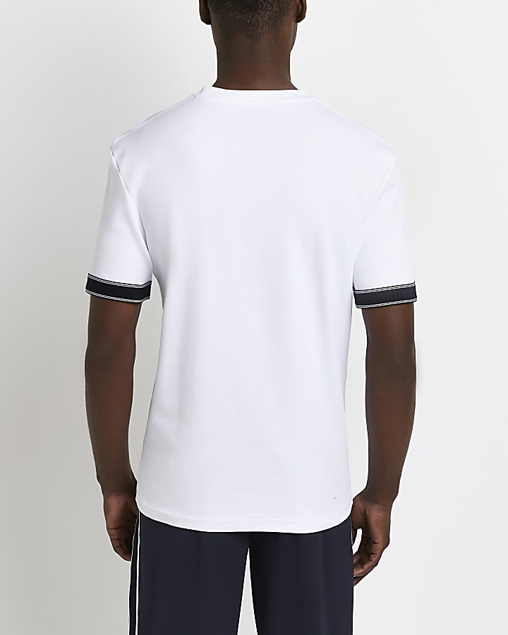 White Maison Riviera slim fit tape t-shirt