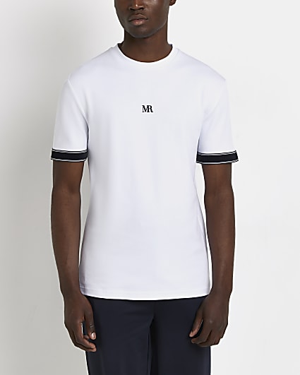 White Maison Riviera slim fit tape t-shirt