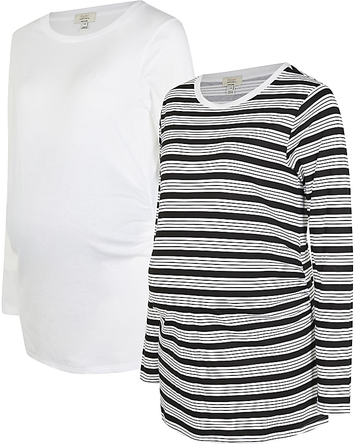 White maternity long sleeve t-shirt multipack