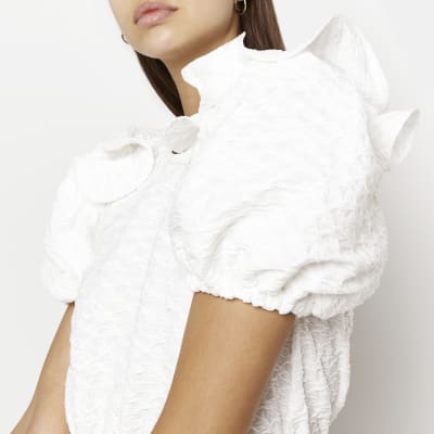 River island cheap white peplum top