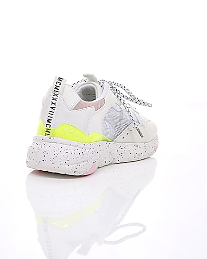 360 degree animation of product White mesh panel lace-up runner trainers frame-13
