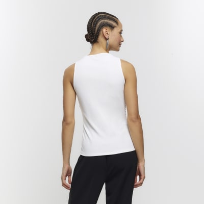 White mesh ruched top River Island