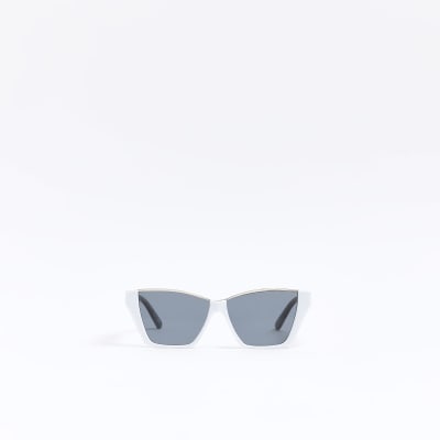White metal cat eye sunglasses