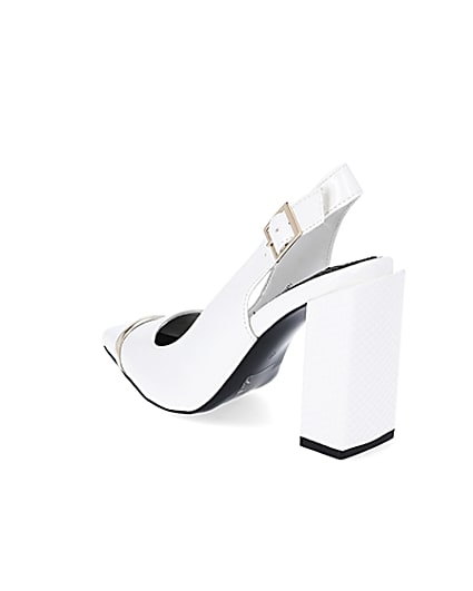 360 degree animation of product White metal toe sling back court heel frame-6