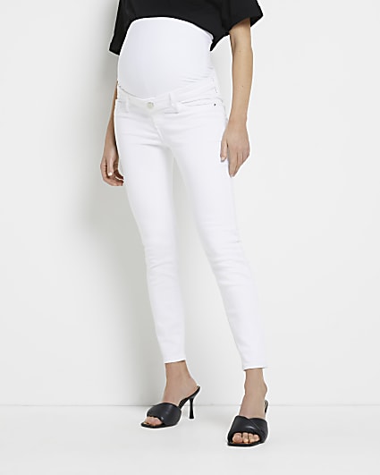 White mid rise maternity skinny jeans