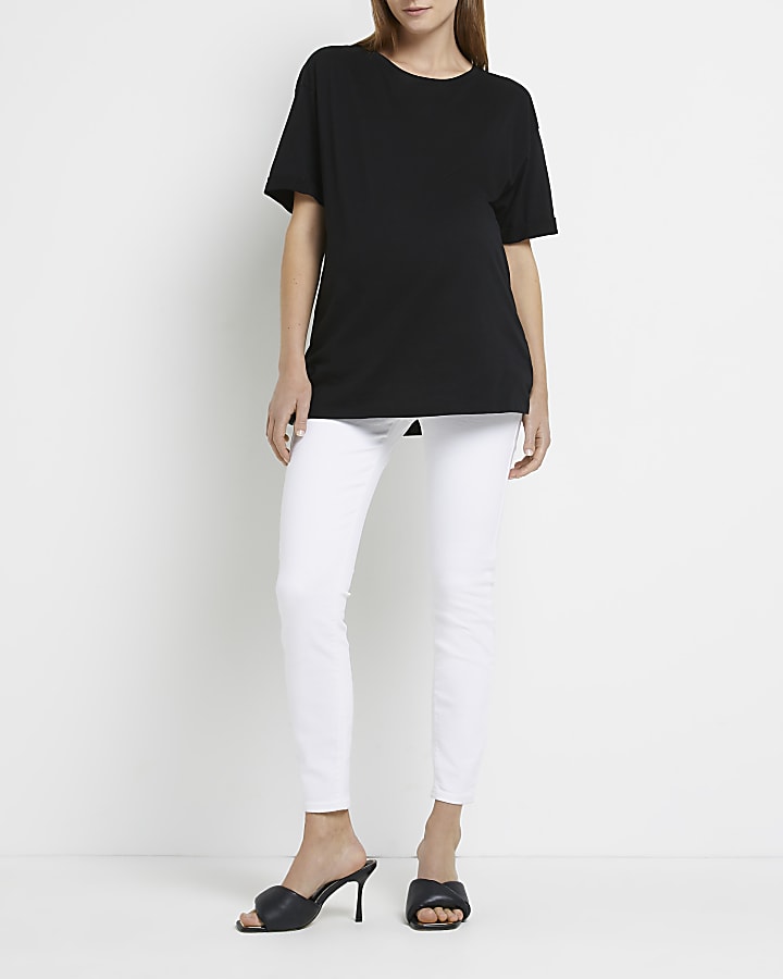 White mid rise maternity skinny jeans
