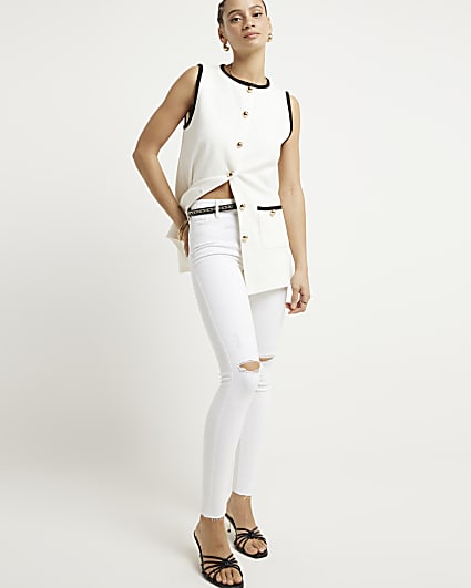 White mid rise molly sculpted jeans