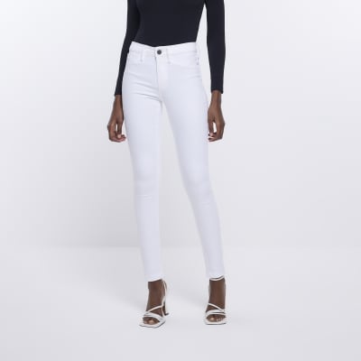 White mid rise skinny jeggings