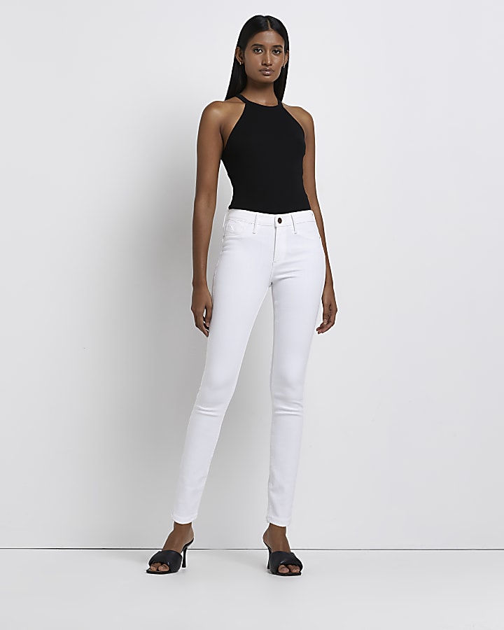 White molly mid rise bum sculpt skinny jeans