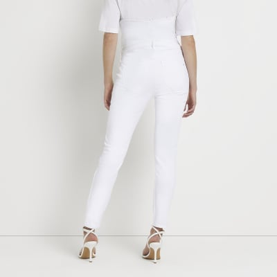 White Molly rise maternity skinny jeans River Island
