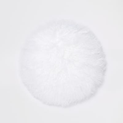 White Mongolian round cushion