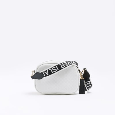 White monogram cross body bag River Island