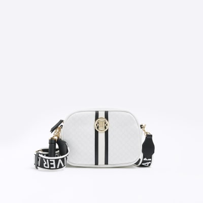 White monogram cross body bag River Island
