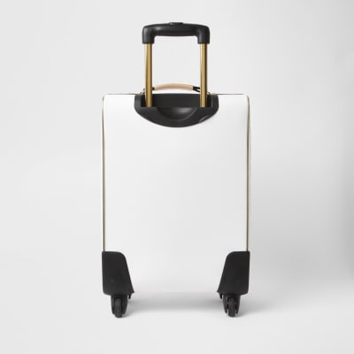 White monogram embossed suitcase