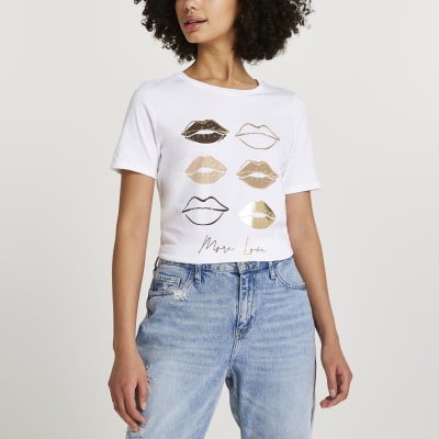 White 'More Love' lips t-shirt