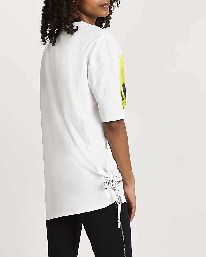 White MTV oversized short sleeve t-shirt