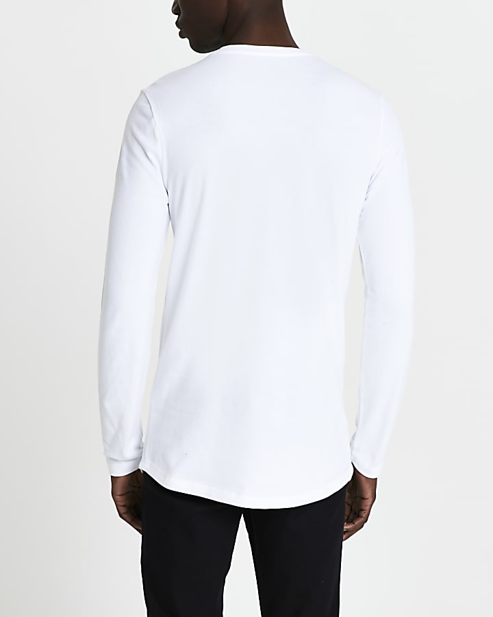 White multipack muscle long sleeve t-shirts