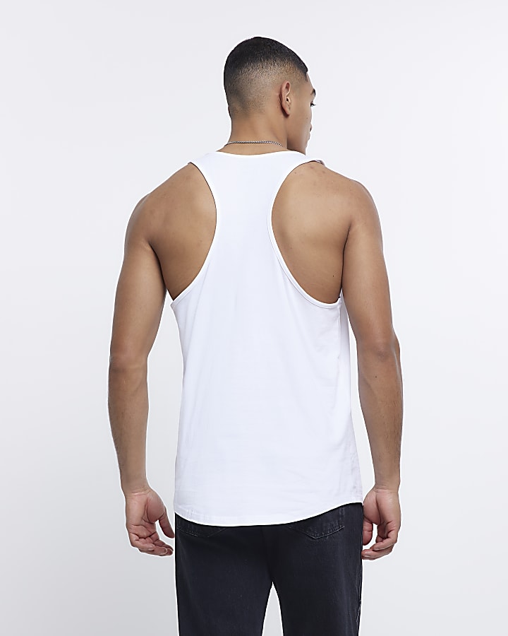 White multipack muscle racer vests | River Island