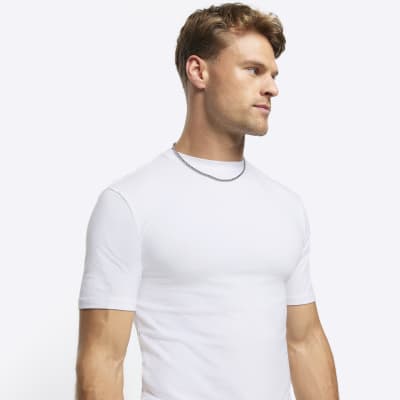 White multipack of 5 muscle fit t-shirts | River Island