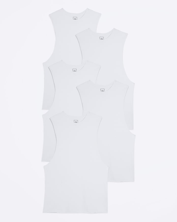 White multipack of 5 muscle tank tops