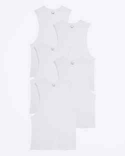 White multipack of 5 muscle tank tops