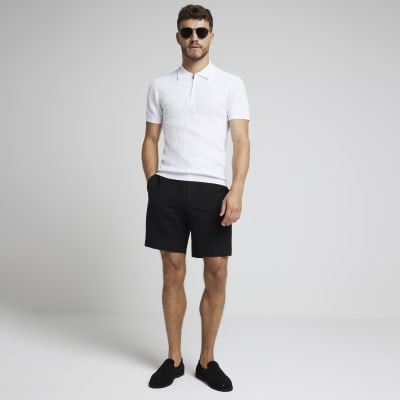 Mens white zip polo hotsell