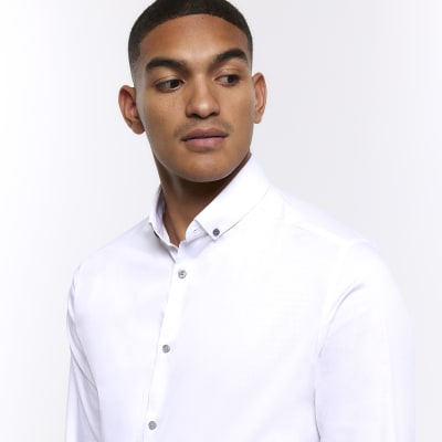 White Muscle fit long sleeve Shirt | River Island