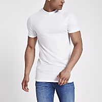 White muscle fit longline T-shirt