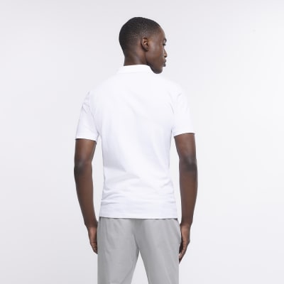 White muscle fit short sleeve polo shirt River Island