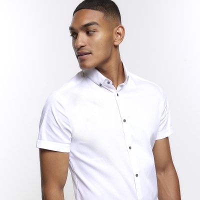 White muscle fit short sleeve shirt River Island