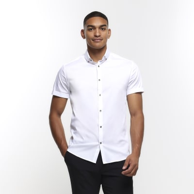 Mens white 2025 short sleeve shirt