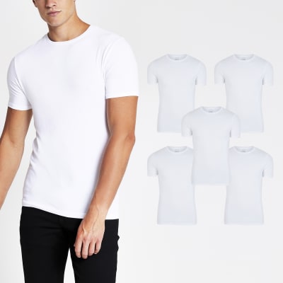 white muscle fit t shirt
