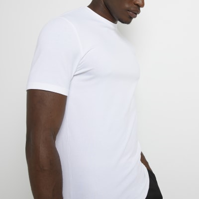 White muscle fit tshirt River Island