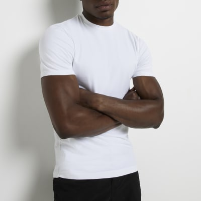 White Muscle Fit T Shirt River Island