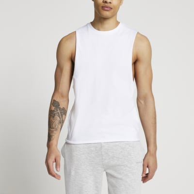 White muscle fit tank top | River Island
