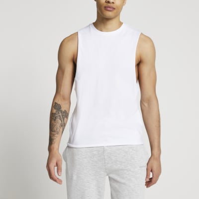 White muscle fit tank vest River Island