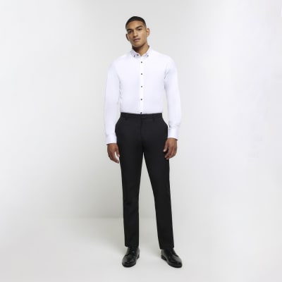 White muscle fit textured smart shirt | River Island