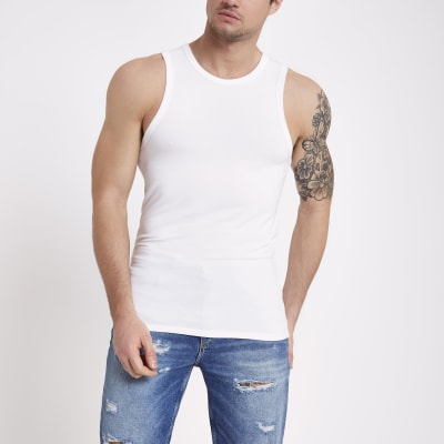 White muscle fit vest top | River Island