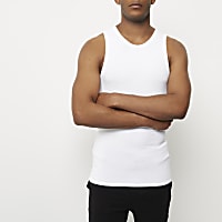 White muscle fit vest
