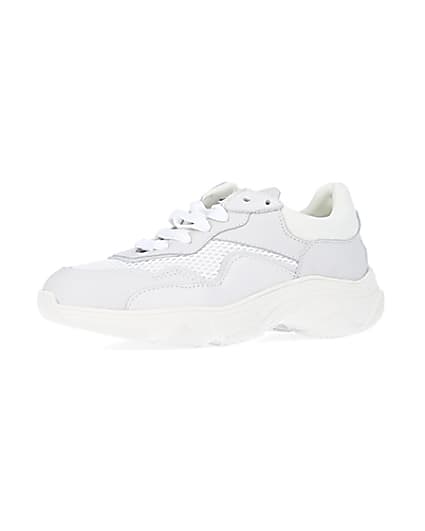 360 degree animation of product White NUSHU leather chunky trainers frame-1