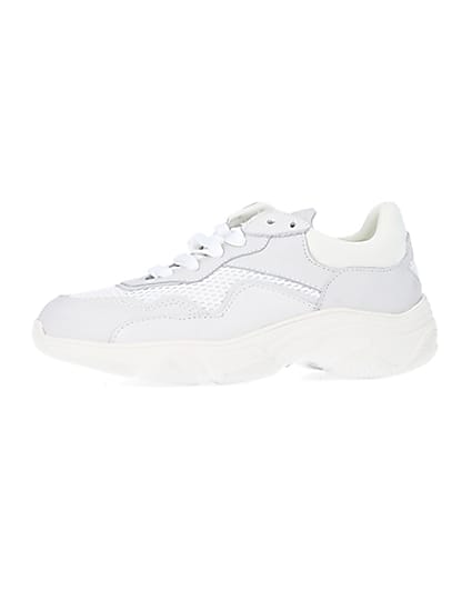 360 degree animation of product White NUSHU leather chunky trainers frame-2