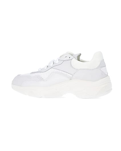 360 degree animation of product White NUSHU leather chunky trainers frame-4