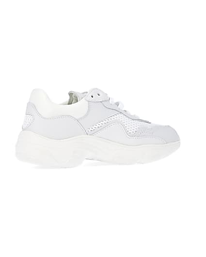 360 degree animation of product White NUSHU leather chunky trainers frame-13
