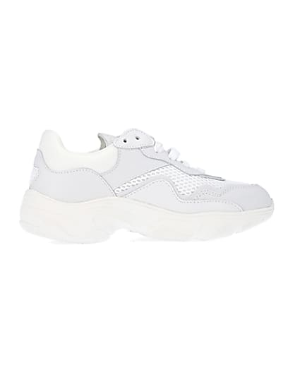 360 degree animation of product White NUSHU leather chunky trainers frame-14