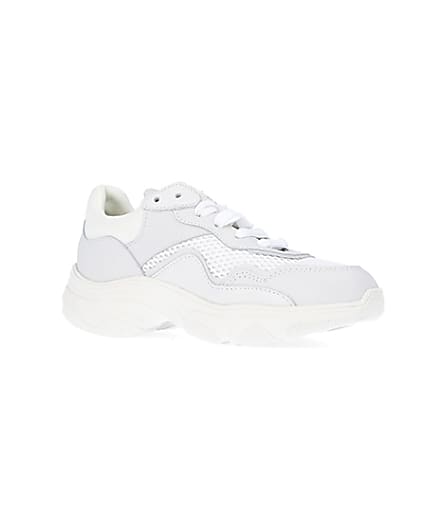 360 degree animation of product White NUSHU leather chunky trainers frame-17
